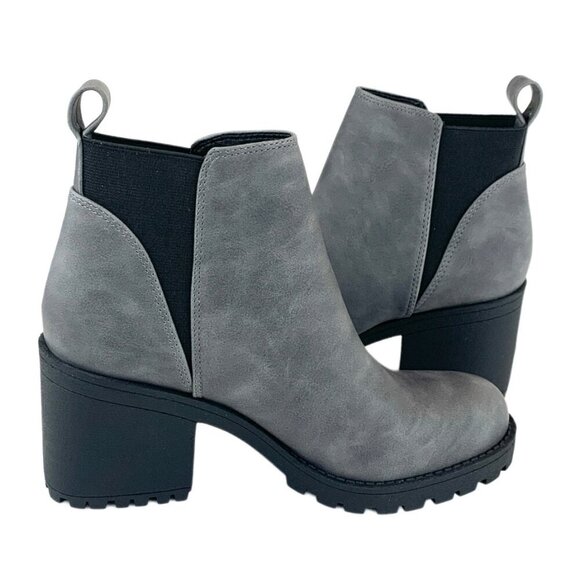 Dirty Laundry LIDO Women's Booties Block Heel Lug Sole Ankle Boots Gray Size 5.5 - Picture 7 of 9